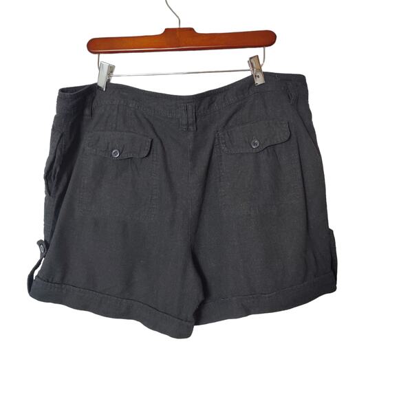 AB Studio Women's Sz 16 Black Linen Blend Shorts Roll Cuff Lightweight - Picture 6 of 6